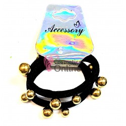 Elastice pentru codite Cod EL025BB, set 4 bucati Negre cu Perle